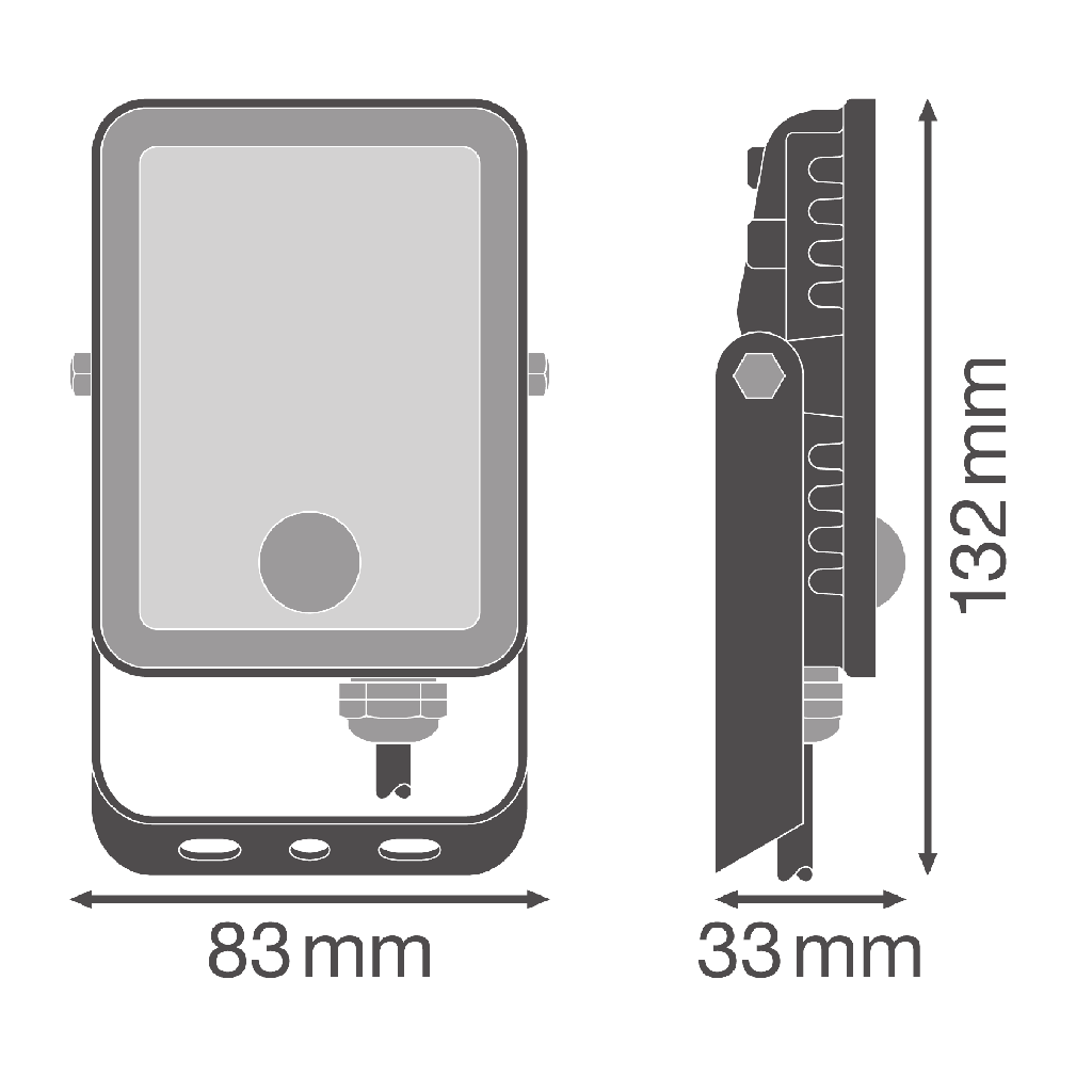 essential LED floodlight zwart 10W met sensor koel wit