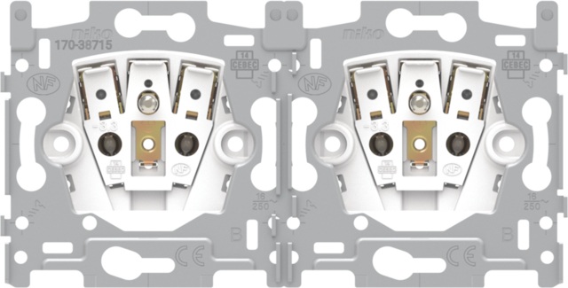 dubbel stopcontact 28,5mm met steekklemmen