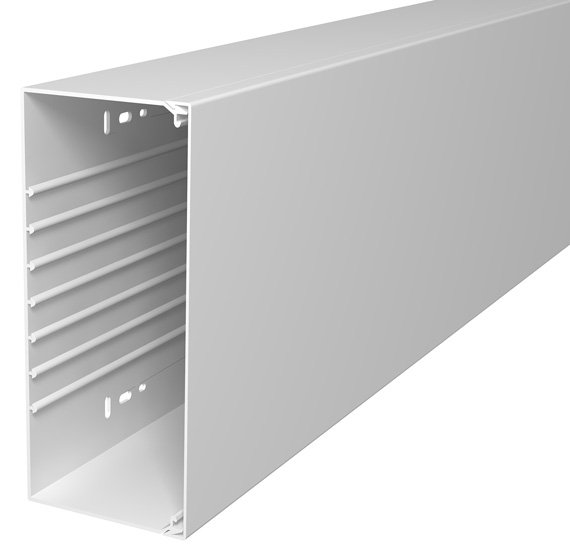 goulotte pvc 230bx100hx2000mm blanc+couvercle+4 colliers de câble