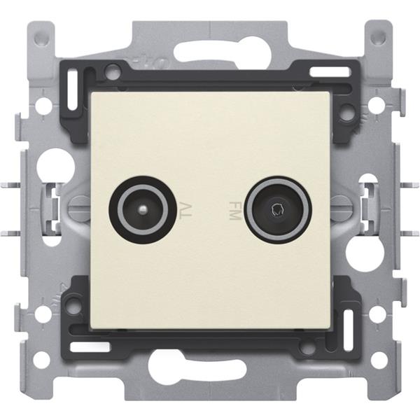 socle 2x coax pour TV et FM + set de finition crème