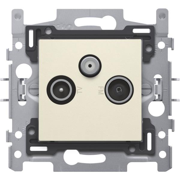 sokkel met 2 coax- & 1 satellietaansluiting + afwerkingsset cream