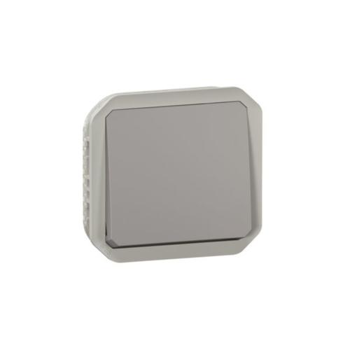 Plexo bouton-poussoir gris 10A NO