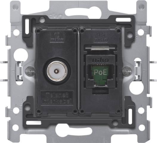 sokkel coax + RJ45 UTP Cat6 PoE met klauwbevestiging 170-66258