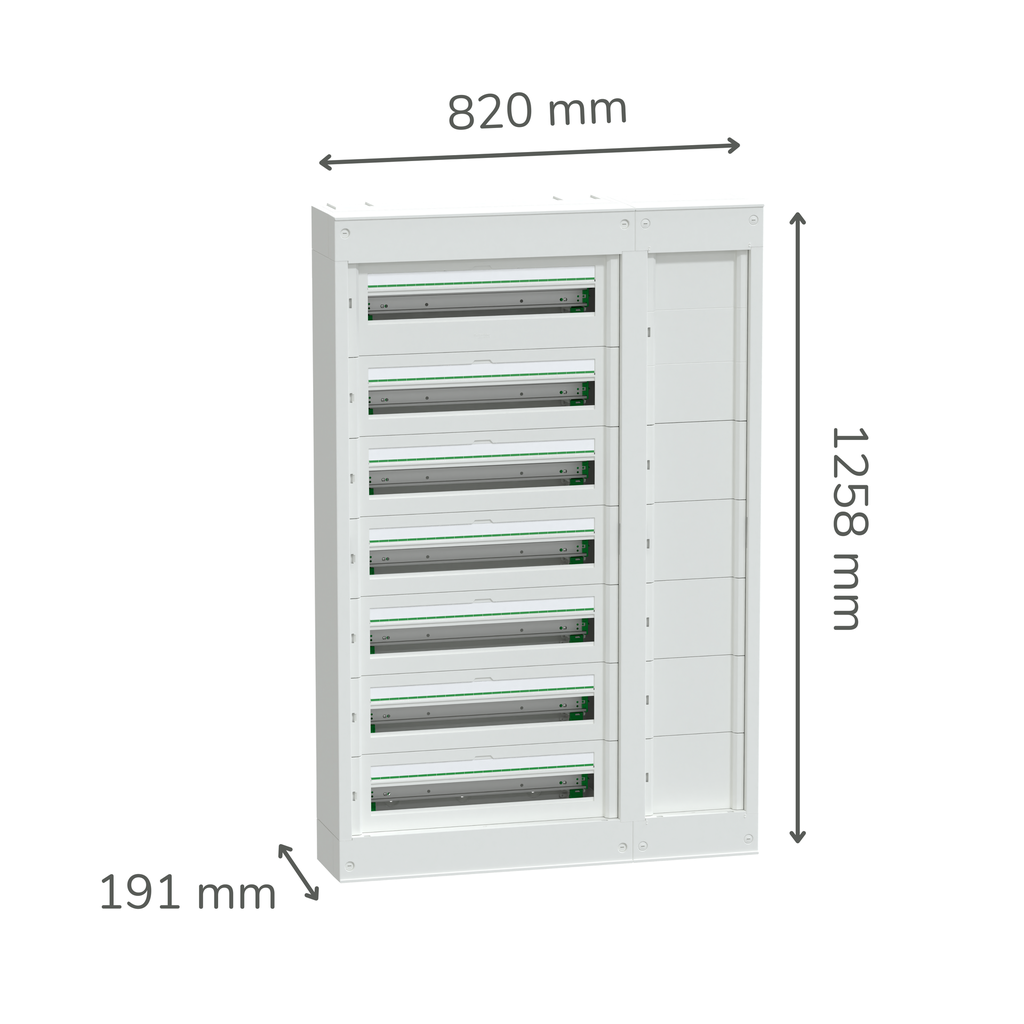 PrismaSeT S armoire avec goulotte sans porte - 7x24 modules - blanc