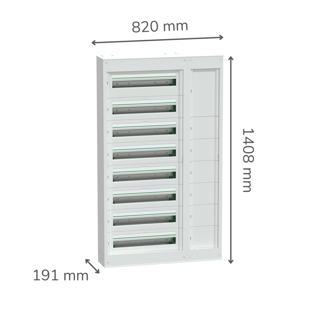 PrismaSeT S armoire avec goulotte sans porte - 8x24 modules - blanc