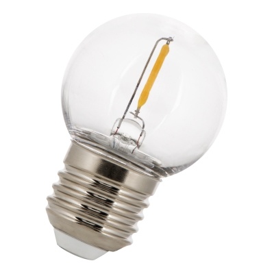 ledlamp E27 1W bolvorm filament safe warm wit IP44