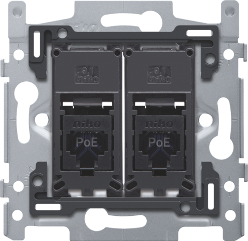 sokkel 2x RJ45 UTP Cat6 PoE met schroefbevestiging 170-66262