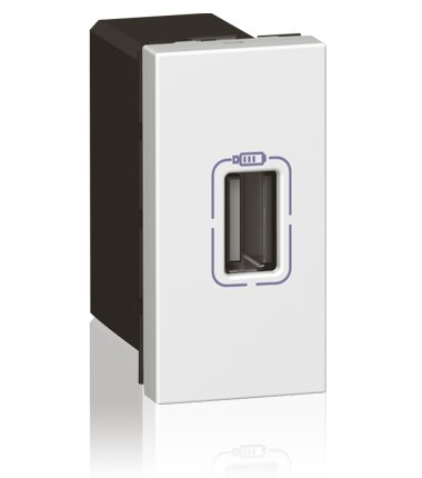 Chargeur USB Mosaic blanc 750mA (1 module)