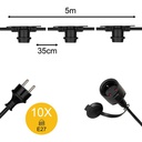 lichtslinger zwart 10 fittingen E27 IP44 (5m)