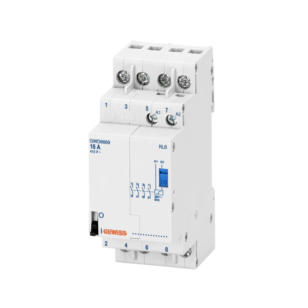 Télérupteur - 16A - 4NO 230V ac - 1 module