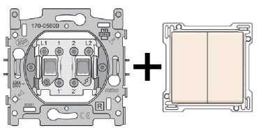 Tweevoudige wissel schakelaar met afwerkset Original Cream