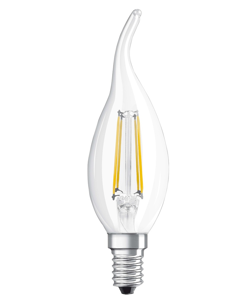 ampoule LED E14 4W filament en forme flamme blanc chaud