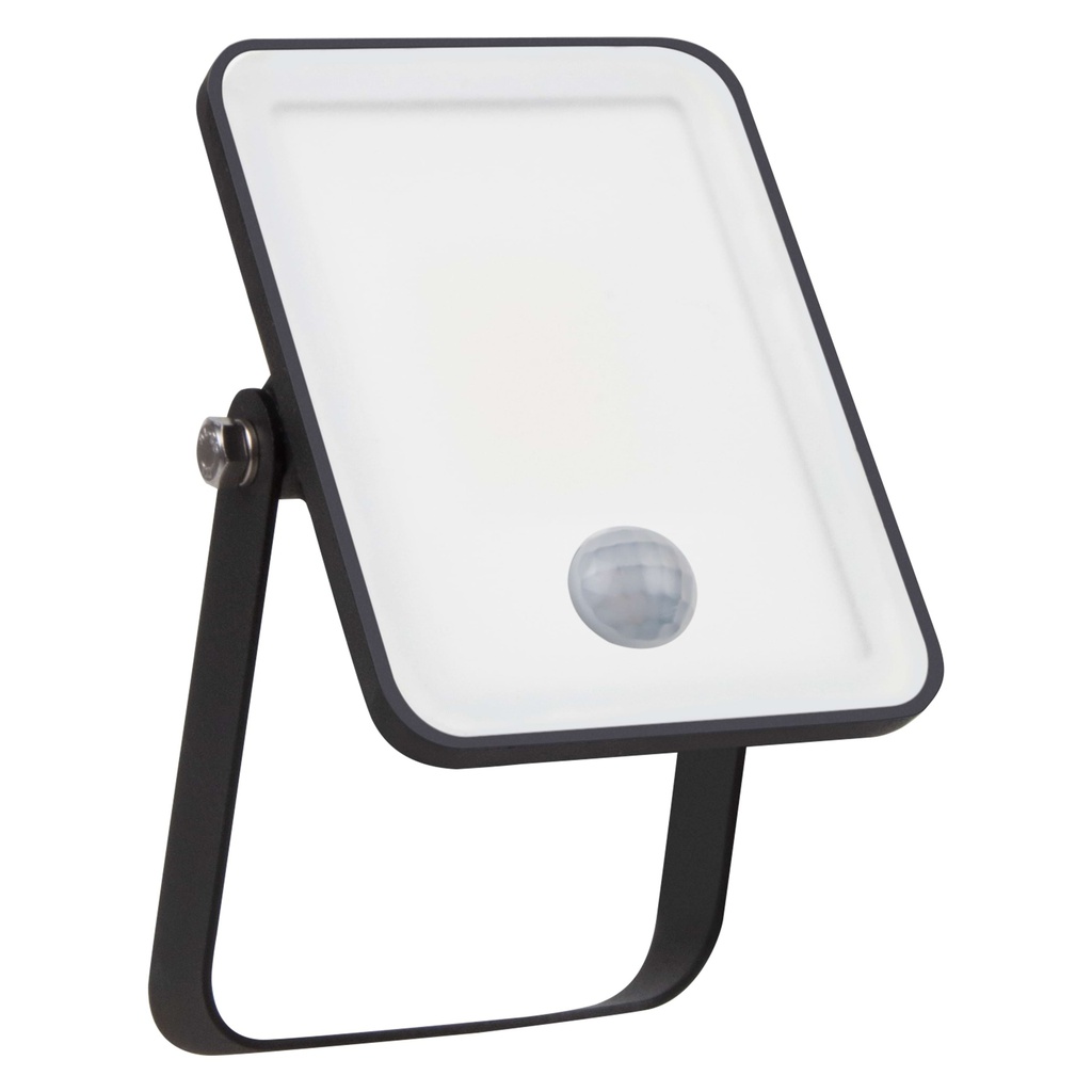 essential LED floodlight zwart 10W met sensor koel wit