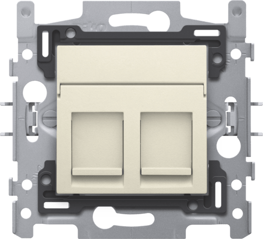 sokkel 2x RJ45 STP Cat5E PoE met afwerkingsset cream