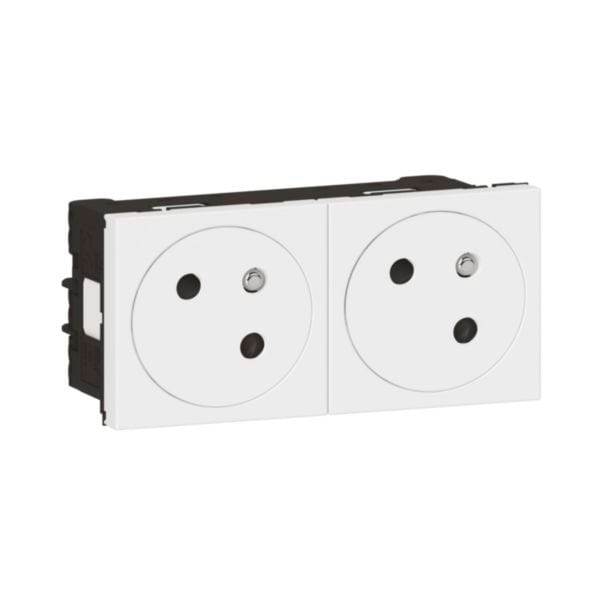 prise double Mosaic Link 4 modules blanc