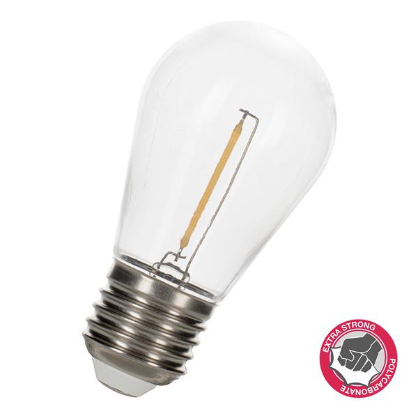 lampe LED E27 1W filament blanc chaud sécurisé IP44