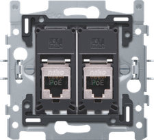 sokkel 2x RJ45 STP Cat5E PoE met klauwbevestiging 170-66156