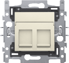 [NIK_100-66156] sokkel 2x RJ45 STP Cat5E PoE met afwerkingsset cream